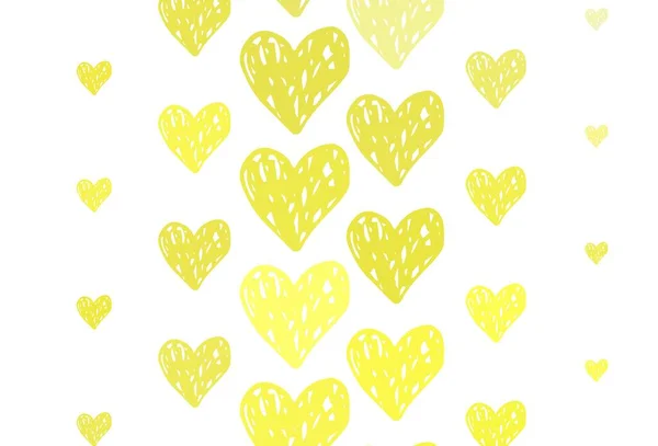 Light Yellow Vector Background Shining Hearts Smart Illustration Gradient Hearts — Stock Vector