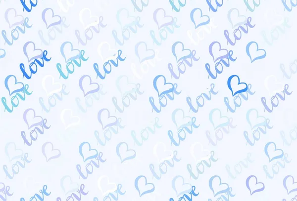 Rosa Claro Fundo Vetor Azul Com Corações Brilhantes Design Decorativo —  Vetores de Stock