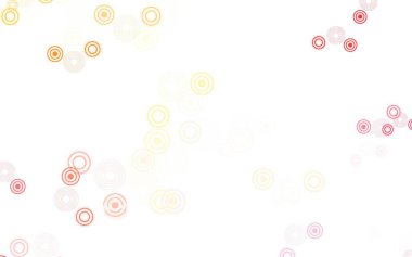 Açık Kırmızı, noktalı sarı vektör arkaplan. Renkli su damlaları olan modern soyut çizimler. Güzel web siteleri için desen.