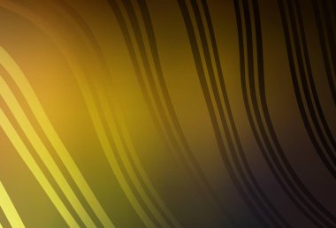 Koyu yeşil, bükülmüş çizgileri olan sarı vektör şablonu. Alnında çizgiler olan soyut bir çizim. Web siteniz için soyut tasarım.