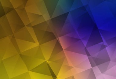 Koyu pembe, sarı vektör üçgen çizim. Origami tarzında gradyan ile geometrik çizim. Dizaynınız için üçgen desen.