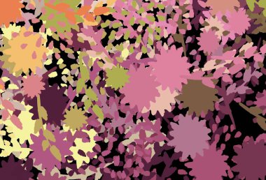 Açık pembe, kaotik şekilli sarı vektör şablonu. Renkli rastgele şekillerle modern soyut illüstrasyon. Bir cep telefonu için arka plan.