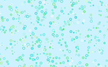 Açık yeşil, benekli kırmızı vektör arka plan. Parlak renkli soyut çemberlerin olduğu bir resim. Reklamlar, broşürler için desen.