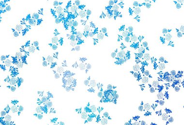 Memphis şekilli hafif MLUE vektör arkaplanı. Rastgele şekillerle soyut tarzda dekoratif tasarım. Web siteniz için basit tasarım.