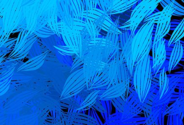 Koyu mavi vektör yapraklı arkaplan. Yapraklı karalama tarzında yeni renkli çizimler. Web siteniz için Doodle tasarımı.