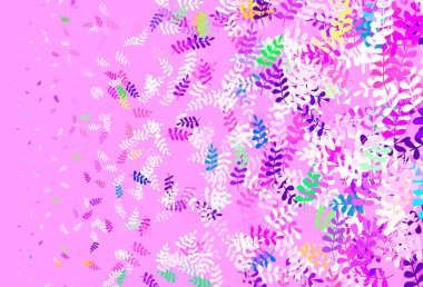 Açık yeşil, yapraklı kırmızı vektör. Yapraklarla bulanık şekilli yaratıcı illüstrasyon. Tasarımınız için yeni şablon.