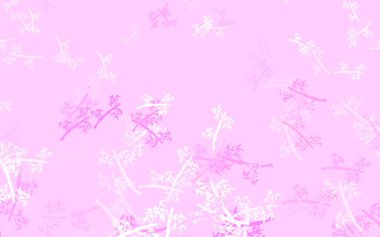 Açık pembe vektör, dalları olan zarif bir desen. Yaprakları ve dalları olan modern soyut illüstrasyon. Ağ ve ambalaj için elle boyanmış tasarım.