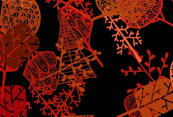 Σκούρο Κόκκινο Διάνυσμα Doodle Πρότυπο Δέντρα Κλαδιά Ένα Κομψό Φωτεινό — Διανυσματικό Αρχείο