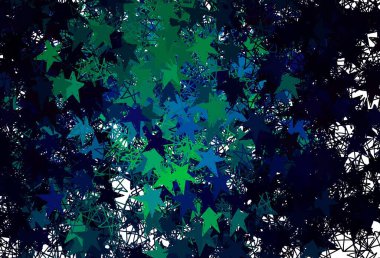 Koyu mavi, güzel yıldızlı yeşil vektör dokusu. Yıldızlı parlak renkli illüstrasyon. Astroloji web siteleri için desen.