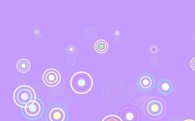 Lekeli hafif turuncu vektör arkaplanı. Parlak renkli soyut çemberlerin olduğu bir resim. Reklamlar, broşürler için desen.