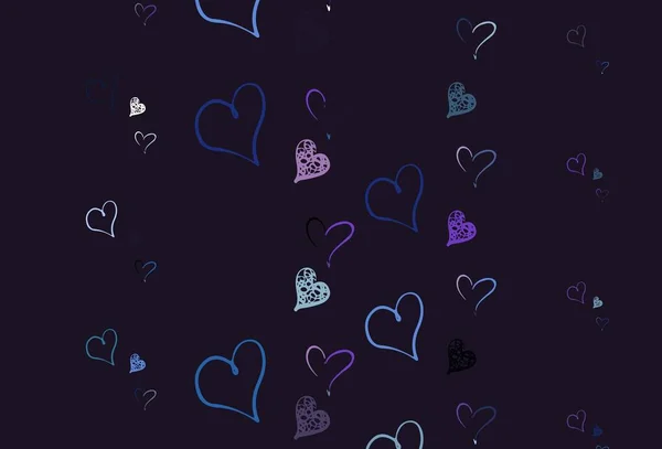 ライトピンク 甘い心を持つブルーベクトルの背景 背景にグラデーションのハートの形をしたイラスト バレンタインのグリーティングポストカードのテンプレート — ストックベクタ