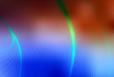 Açık mavi, eğri çizgileri olan kırmızı vektör şablonu. Basit eğri biçiminde parlak renkli bir illüstrasyon. Tasarımınız için desen.