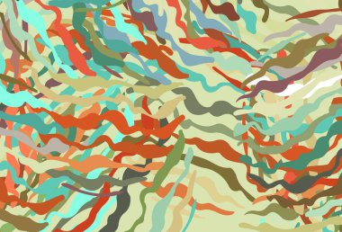 Bükülmüş çizgileri olan çok renkli ışık vektör dokusu. Eğilimli soyut bir çizim. İş tasarımınız için şablon.