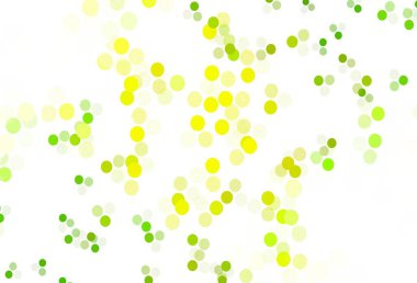 Açık yeşil, küreli sarı vektör deseni. Doğa tarzında bulanık halkaları olan güzel renkli çizimler. Duvar kağıtlarının dokusu için desen.