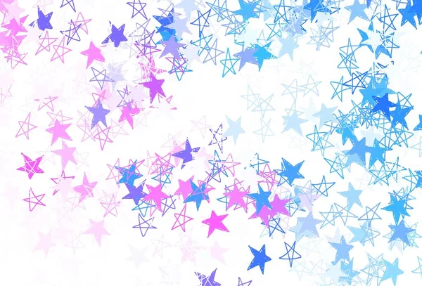 Light Pink Blue Vector Layout Bright Stars Blurred Decorative Design — Stock Vector