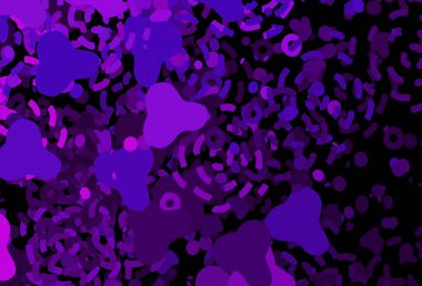 Koyu mor, rastgele şekilli pembe vektör deseni. Renkli rastgele şekillerle modern soyut illüstrasyon. Bir cep telefonu için arka plan.