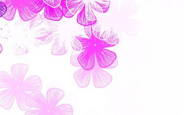 Çiçeklerle birlikte açık pembe vektör doğal arkaplan çiçekli bulanık şekilli çizim. Ağ ve ambalaj için elle boyanmış tasarım.