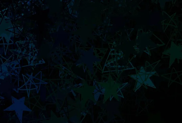 Bleu Foncé Agencement Vectoriel Vert Avec Des Flocons Neige Brillants — Image vectorielle