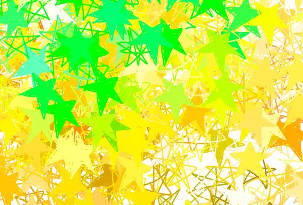 Verde Claro Fondo Vectorial Amarillo Con Estrellas Colores Ilustración Abstracta — Vector de stock