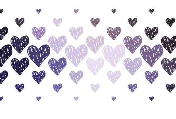 Luz Purple Vector Telón Fondo Con Corazones Dulces Hermosos Corazones — Vector de stock