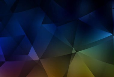 Dark Multicolor vektörünün parlayan üçgen düzeni. Çokgen biçiminde, gradyan ile renkli çizimler. İş tasarımınız için yepyeni bir tarz.