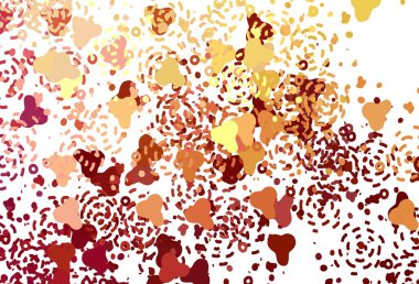 Açık Kırmızı, Memphis şekilli sarı vektör arkaplan. Rastgele şekillerle soyut tarzda dekoratif tasarım. Kartvizitiniz için modern tasarım.