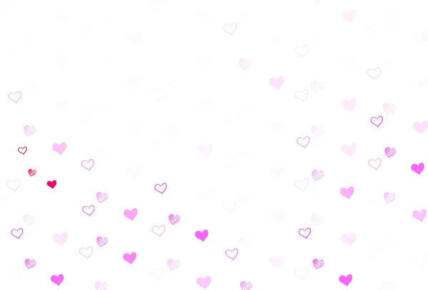 Светло Фиолетовый Розовый Векторный Узор Цветными Сердцами Цветная Иллюстрация Сердечками — стоковый вектор