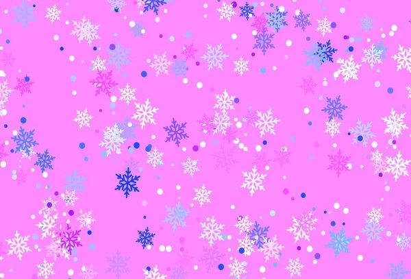 浅紫色矢量背景 雪片美丽 色彩斑斓的雪花带着抽象背景的渐变 新年广告 小册子的模式 — 图库矢量图片