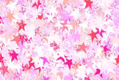 Açık Pembe, gökyüzü yıldızlı sarı vektör şablonu. Bulanık dekoratif dizayn yıldızlı basit bir stilde. Kozmik arkaplanlar için şablon.