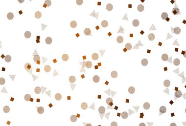 Açık Turuncu vektör desenli, daireli çokgen biçimli. Soyut tarzda dekoratif tasarım, çizgiler, noktalar, küplerle. Web siteleri için desen.