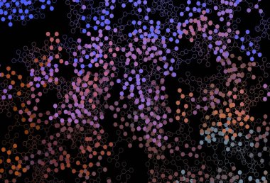 Koyu mavi, yapay zeka ağlı sarı vektör deseni. Parlak renkli bir illüstrasyon ve yapay zekanın gerçek yapısı. Bilim için desen, geleceksel tasarımlar..