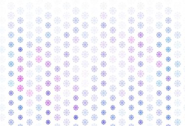 Açık mavi, kırmızı vektör desenli ve Noel kar taneli. Soyut arkaplanda gradyanı olan renkli kar taneleri. İş ilanı için yeni yıl tasarımı.