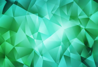 Açık yeşil vektör mozaik şablonu. Zarif üçgenleri olan soyut çizimler. Broşürünüz için yepyeni bir tasarım..