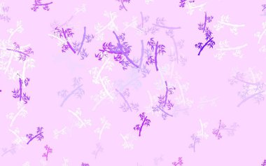 Açık Mor, dallı pembe vektör karalama şablonu. Yaprakları karalama tarzında renkli ve soyut çizimler. Web siteleri ve pankartlar için desenli desen.