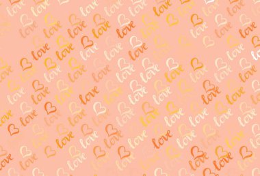 Kalpli hafif turuncu vektör arka planı. Renkli arkaplanda güzel soyut kalpler. Evlilik hediyeleri için örnek, tebrikler..