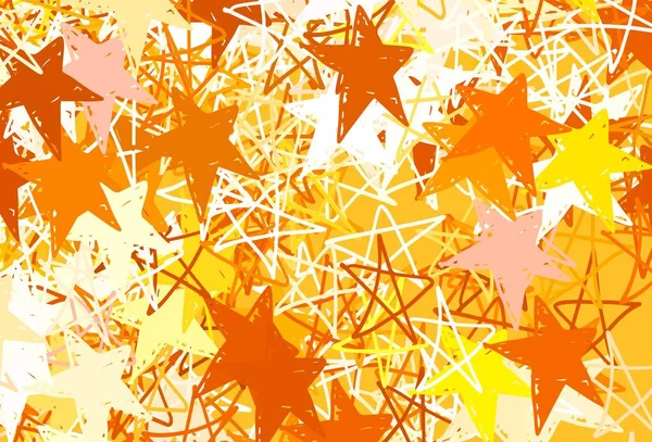 Világos Narancs Vektor Textúra Gyönyörű Csillagokkal Dekoratív Csillogó Illusztráció Csillagokkal — Stock Vector