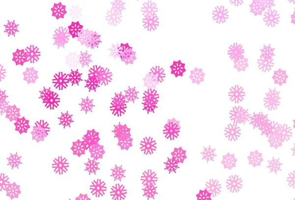 Texture Vettoriale Rosa Chiaro Con Fiocchi Neve Colorati Moderna Illustrazione — Vettoriale Stock