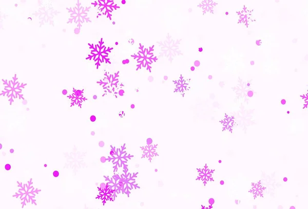 Textura Vectorial Púrpura Claro Con Copos Nieve Colores Ilustración Abstracta — Vector de stock
