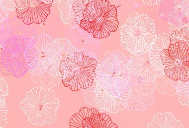 Açık pembe vektör, yapraklı karalama dokusu. Çiçekli yepyeni renkli bir illüstrasyon. Duvar kağıtları, boyama kitapları için desen.