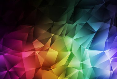 Karanlık Çokrenkli vektör üçgeni mozaik arka plan. Çokgen tarzda tamamen yeni bir renk çizimi. Bir markanın arkaplanı için desen.