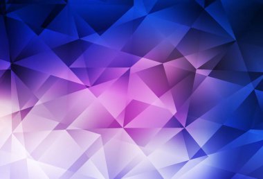 Koyu pembe, mavi vektör eğimli üçgen dokusu. Gradyanı olan zarif parlak çokgen çizimi. İş tasarımınız için yepyeni bir tarz.