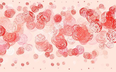 Açık kırmızı vektör çizimi ve güller. Beyaz arka planda gradyanı olan çiçekler. Çocuk kitapları için renkli desen.