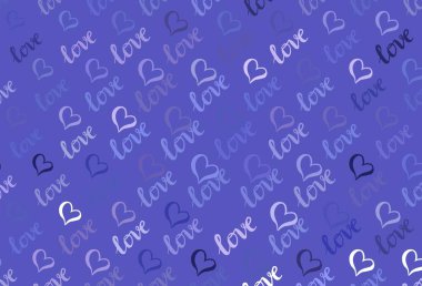 Parlayan kalpleri olan açık mor vektör arkaplan. Soyut illüstrasyonda güzel kutlama tarzı kalpler. Yıldönümü için bir iş ilanı tasarlamak.