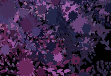 Soyut şekilli koyu pembe vektör arkaplan. Renkli rastgele şekillerle modern soyut illüstrasyon. Kartvizitiniz için modern tasarım.