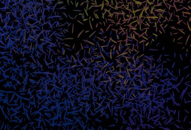 Koyu mavi, düz çizgileri olan sarı vektör düzeni. Soyut şablon üzerinde çizgileri olan renkli, parlak bir illüstrasyon. Reklamınız, posteriniz, afişiniz için en iyi tasarım.