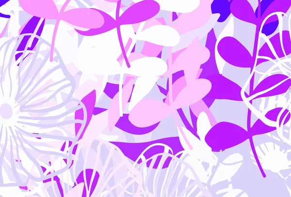 Light Purple Vektor Doodle Hintergrund Mit Blättern Blumen Kreative Illustration — Stockvektor