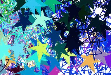 Açık Mavi, küçük ve büyük yıldızlı yeşil vektör arkaplan. Bulanık dekoratif dizayn yıldızlı basit bir stilde. Astronomi web siteleri için desen.