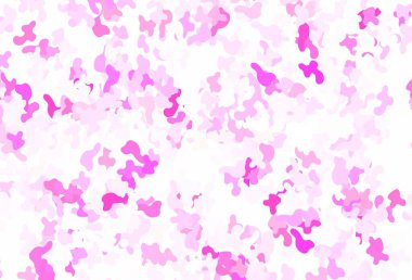 Açık Mor, Memphis şekilli pembe vektör arkaplan. Modern tarzda değişen renkli kaotik formlar. Duvar kağıtları için zarif tasarım.