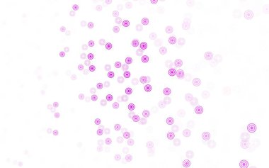 Noktalı açık mor vektör arkaplanı. Doğa tarzında bulanık halkaları olan güzel renkli çizimler. Reklamlar, broşürler için desen.