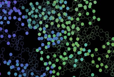 Yapay zeka yapısına sahip koyu renkli vektör şablonu. Parlak renkli bir illüstrasyon ve yapay zekanın gerçek yapısı. Bilim için desen, geleceksel tasarımlar..